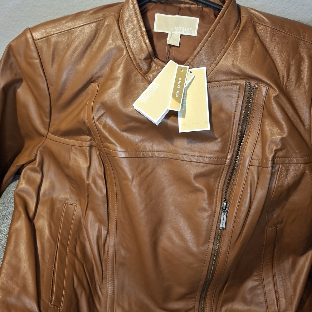Michael Kors Brown Leather Jacket